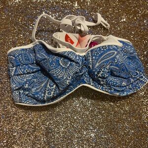 Blue Paisley Bikini Top